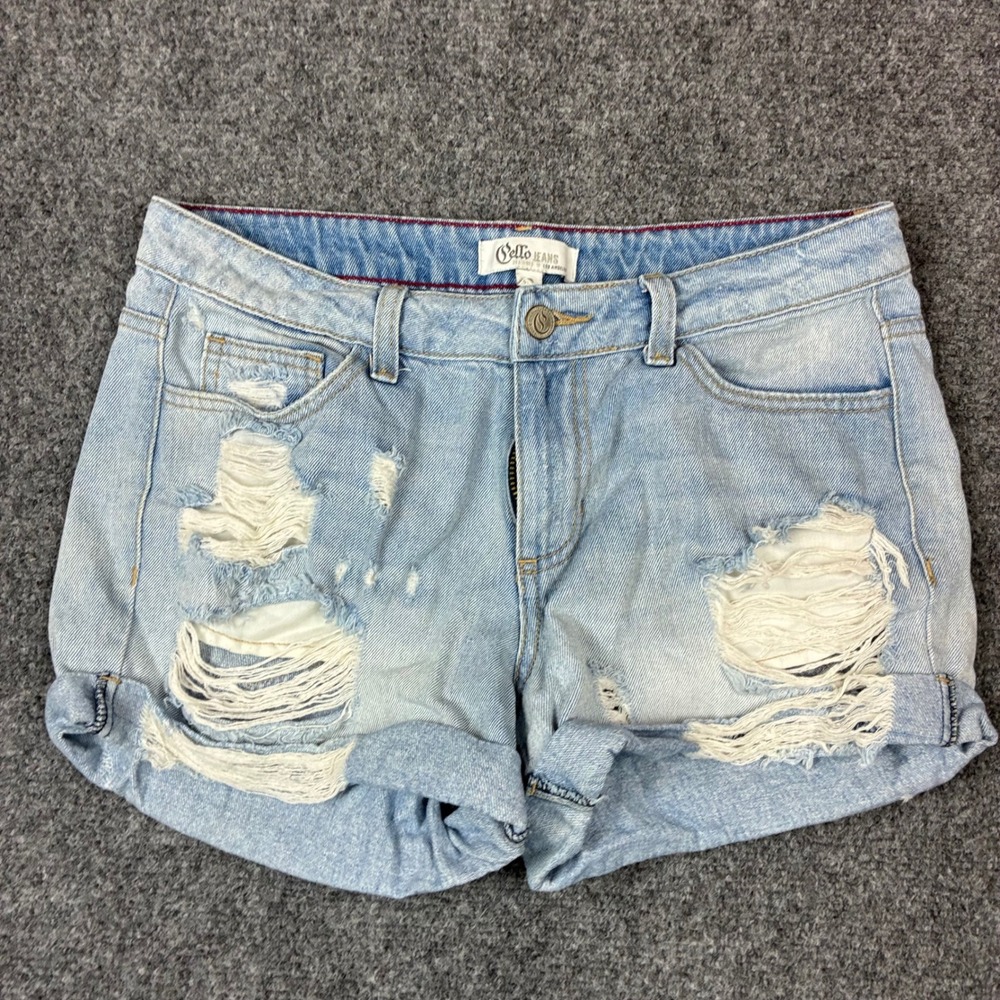 Cello Jeans Womens Distressed Denim Shorts Light Wash Blue Size S Y2K Vintage